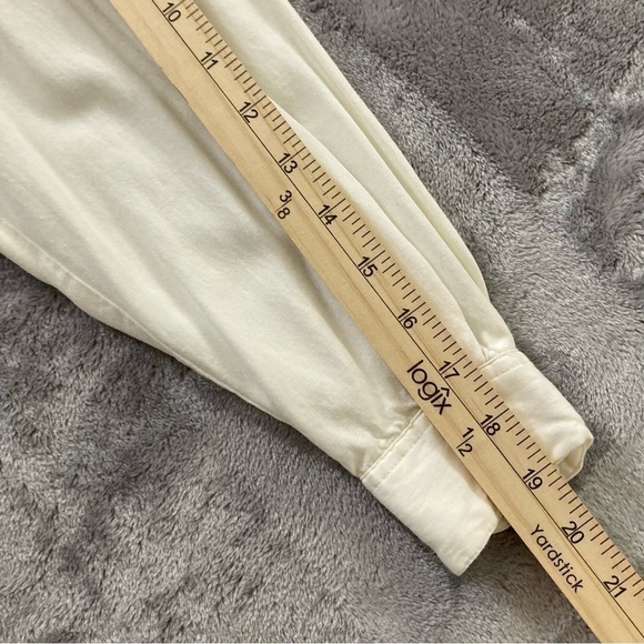 Vintage Forenza Lace Panel Button Up Blouse Cream Rayon Cotton Size Medium - Picture 7 of 9